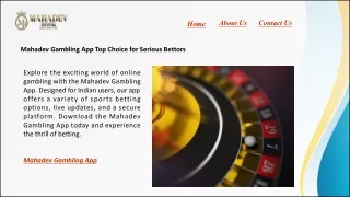 Mahadev Gambling App Top Choice for Serious Bettors