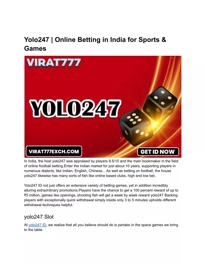 yolo247 online betting in india for sports games