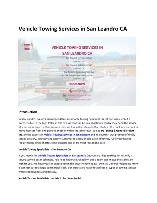 Vehicle Towing Services in San Leandro C