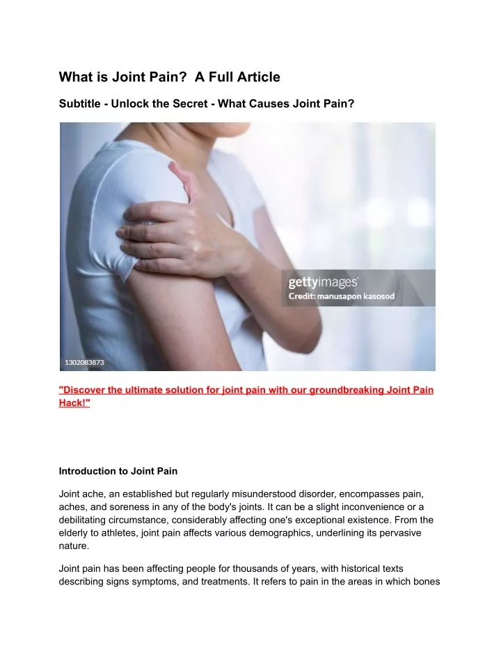 PPT What Is Joint Pain A Full Article PowerPoint Presentation Free 