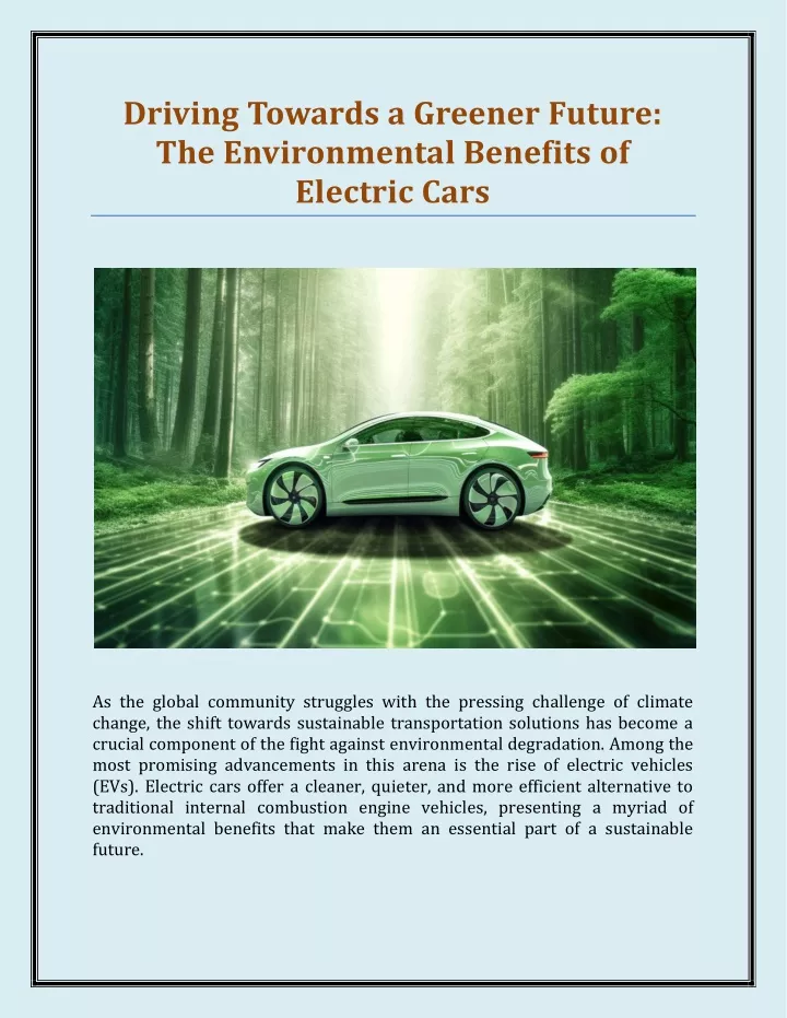 driving towards a greener future