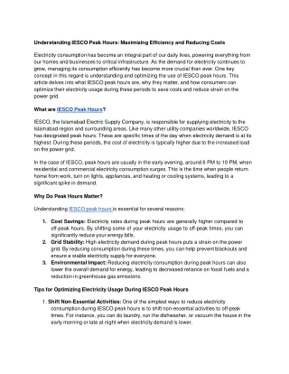 understanding iesco peak hours maximizing