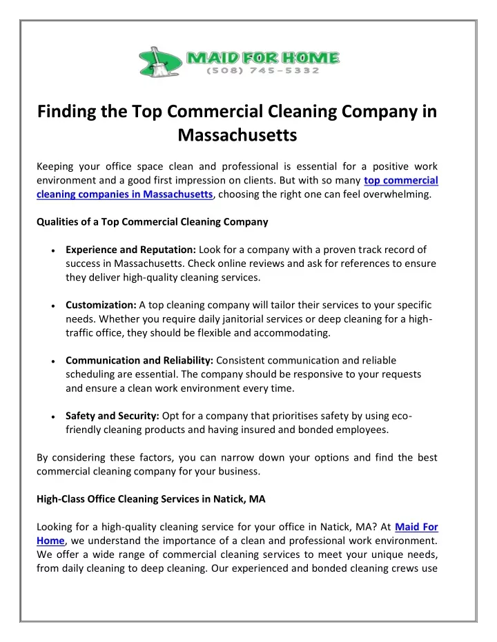 finding the top commercial cleaning company