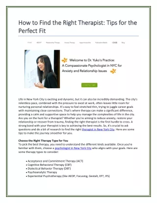 How to Find the Right Therapis