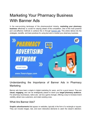 Marketing Your Pharmacy Business With Banner Ads