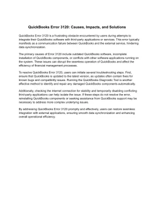 quickbooks error 3120 causes impacts and solutions