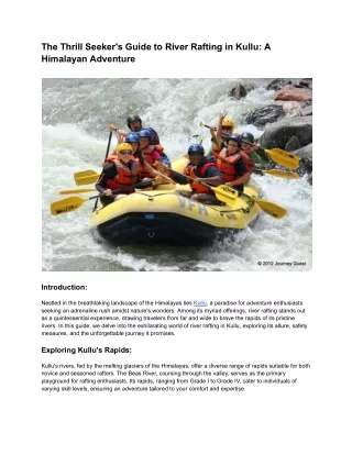 The Thrill Seeker's Guide to River Rafting in Kullu_ A Himalayan Adventure