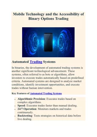 Mobile Technology and the Accessibility of Binary Options