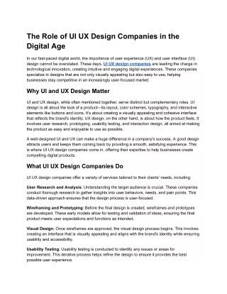 the role of ui ux design companies in the digital