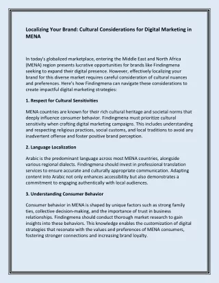 Localizing Your Brand: Cultural Considerations for Digital Marketing in MENA