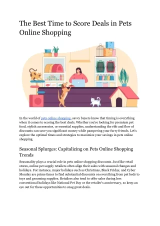 The Best Time to Score Deals in Pets Online Shopping