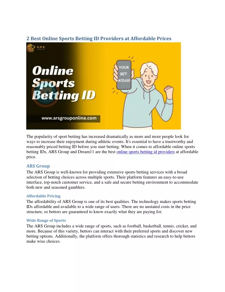 2 best online sports betting id providers