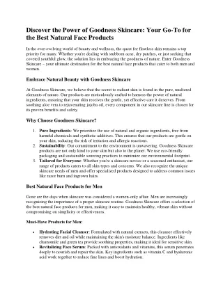 discover the power of goodness skincare your