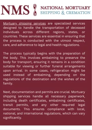 mortuary shipping services are specialized
