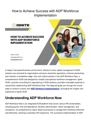 How to Achieve Success with ADP Workforce Implementation