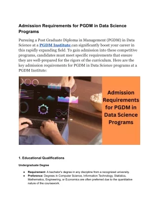 Admission Requirements for PGDM in Data Science Programs