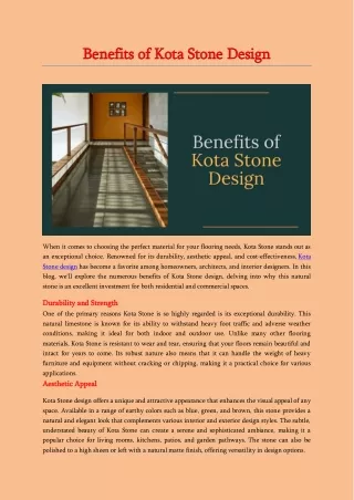 Benefits of Kota Stone Design
