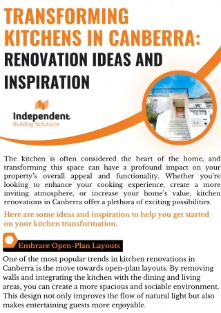 Transforming Kitchens in Canberra: Renovation Ideas and Inspiration