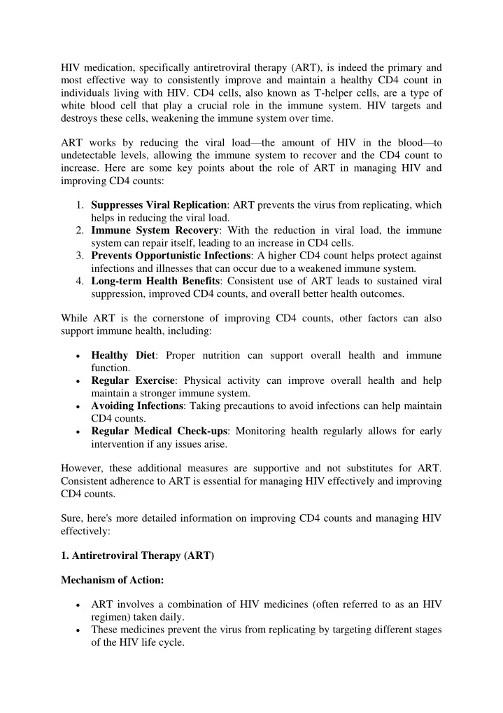 hiv medication specifically antiretroviral