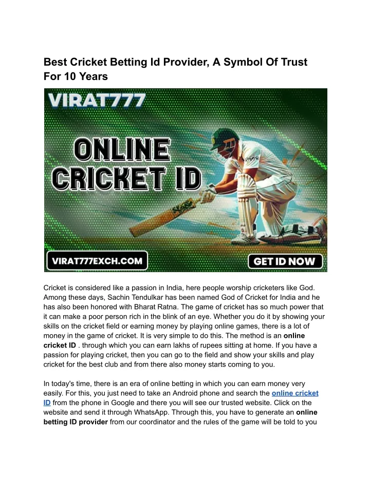 best cricket betting id provider a symbol