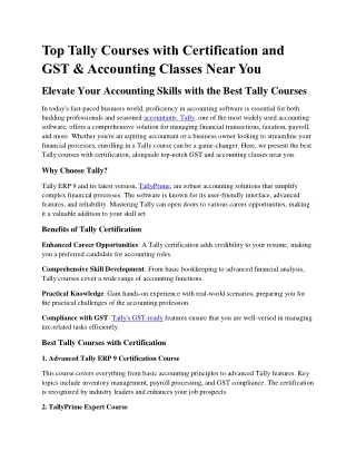 Top Tally Courses with Certification and GST
