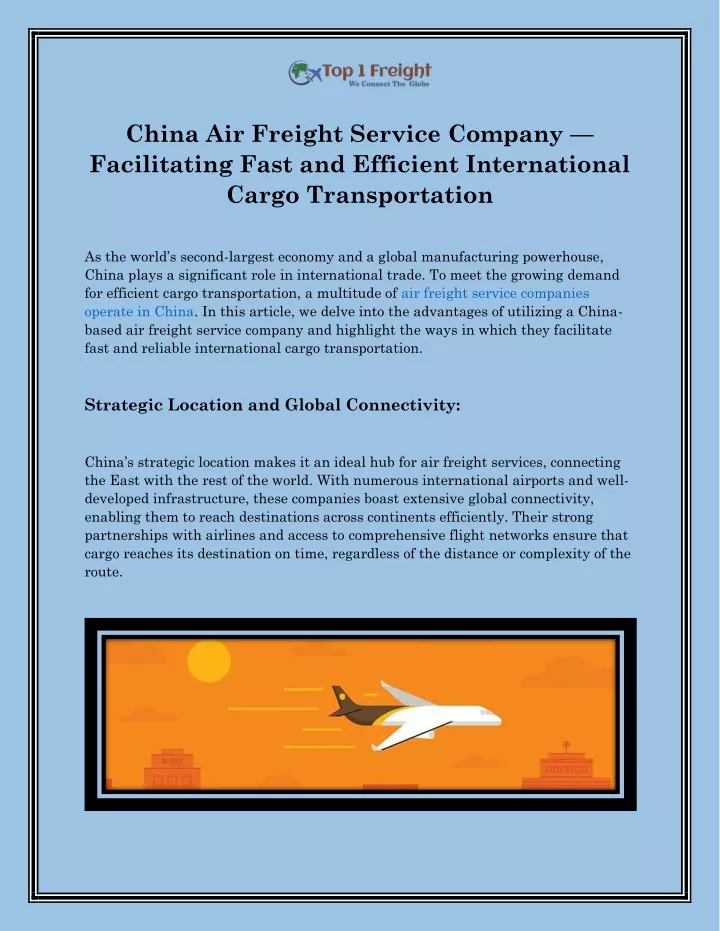 china air freight service company facilitating