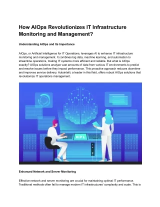 How AIOps Revolutionizes IT Infrastructure Monitoring and Management?