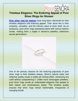 Pure silver ring for women