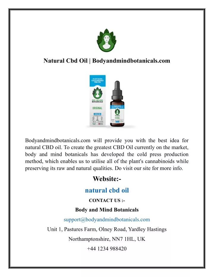 natural cbd oil bodyandmindbotanicals com