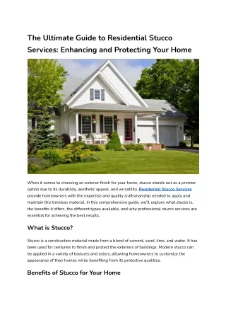 the ultimate guide to residential stucco services