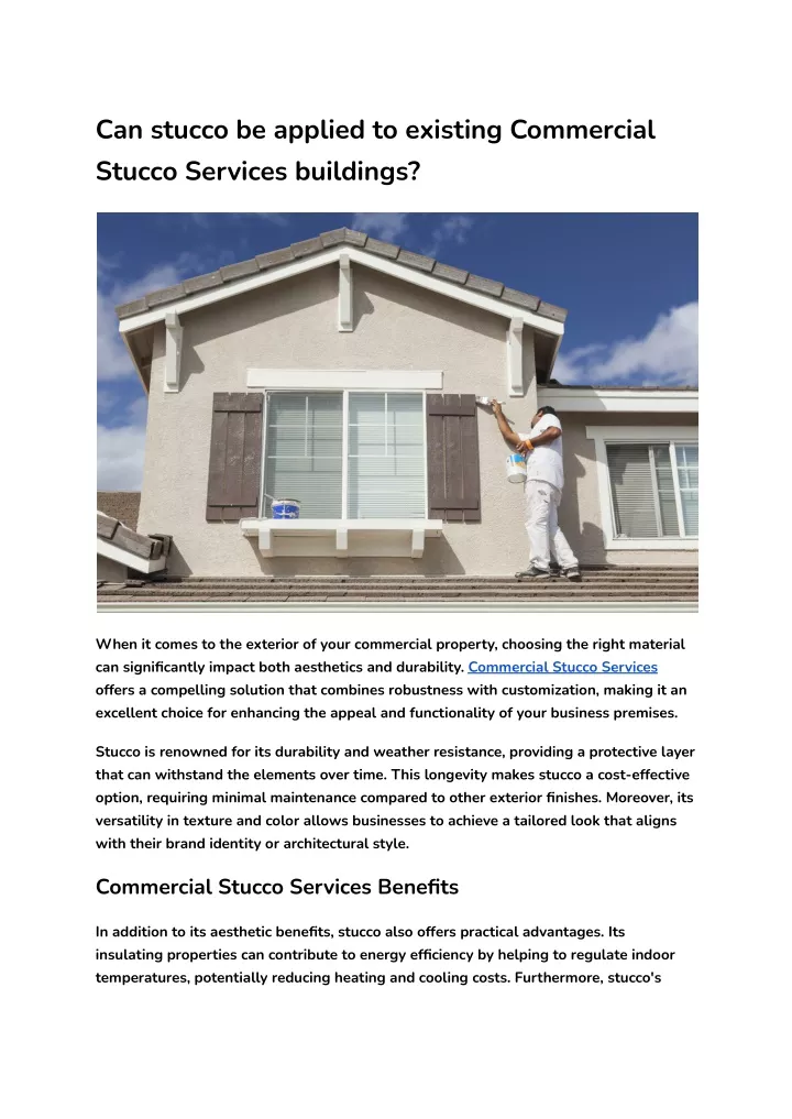 can stucco be applied to existing commercial