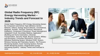 Global Radio Frequency (RF) Energy Harvesting Market