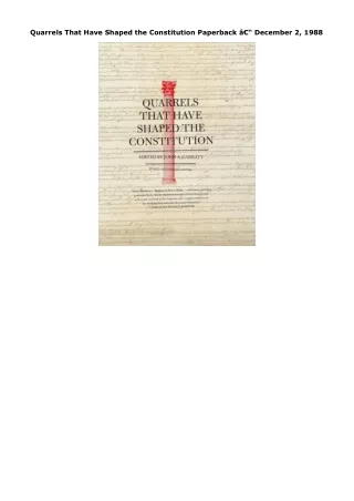 PDF Download Quarrels That Have Shaped the Constitution Paperback â€“ December 2
