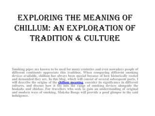 Exploring the Meaning of Chillum An Exploration of Tradition & Culture