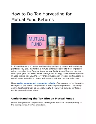 How to Do Tax Harvesting for Mutual Fund Returns