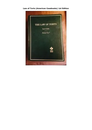 Download Law of Torts (American Casebooks) 1st Edition