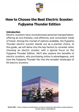 how to choose the best electric scooter f u j i y a m a t h u n d e r e d i t i o n