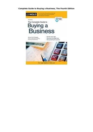 Kindle (online PDF) Complete Guide to Buying a Business, The Fourth Edition