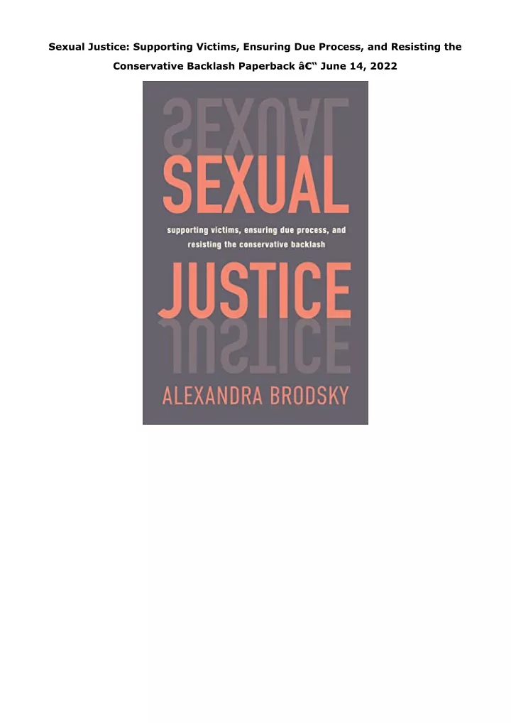 Ppt Pdf Download Sexual Justice Supporting Victims Ensuring Due Process And Resis 5469