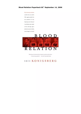 Download Blood Relation Paperback â€“ September 14, 2006