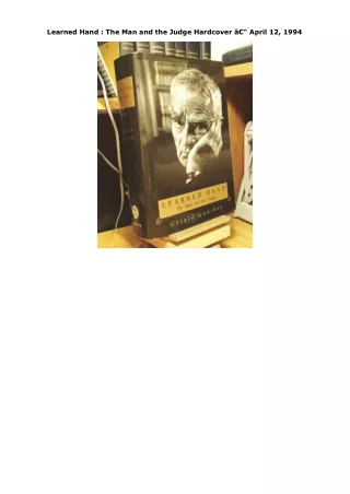 Ebook (download) Learned Hand : The Man and the Judge Hardcover â€“ April 12, 19