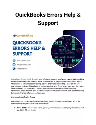 quickbooks errors help support