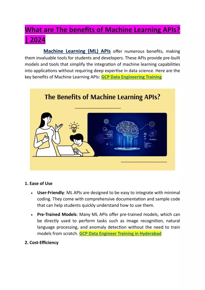 what are the benefits of machine learning apis