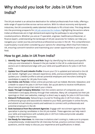 Why should you look for Jobs in UK from India