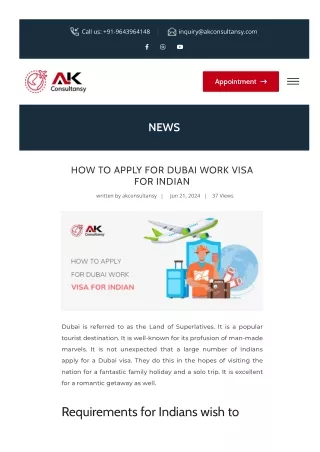 Process To Apply For Dubai Work Visa For Indian