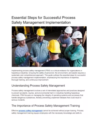 Essential Steps for Successful Process Safety Management Implementation