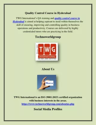 quality control course in hyderabad