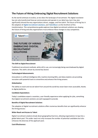 The Future of Hiring Embracing Digital Recruitment Solutions