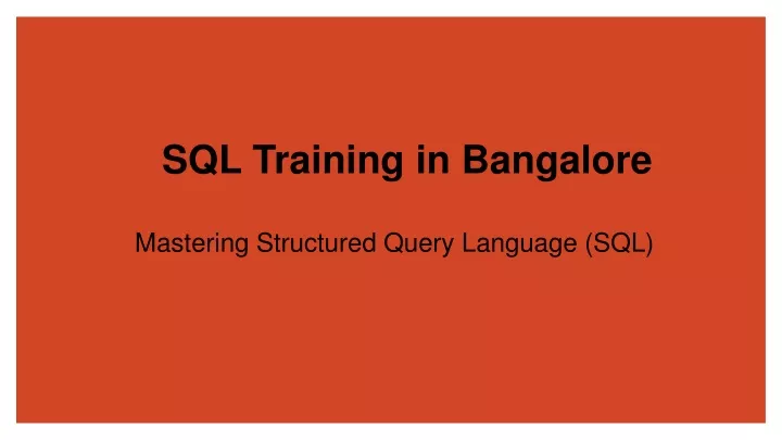 sql training in bangalore