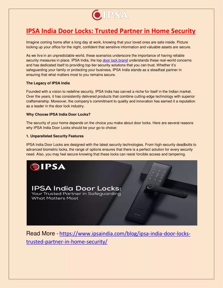 ipsa india door locks trusted partner in home